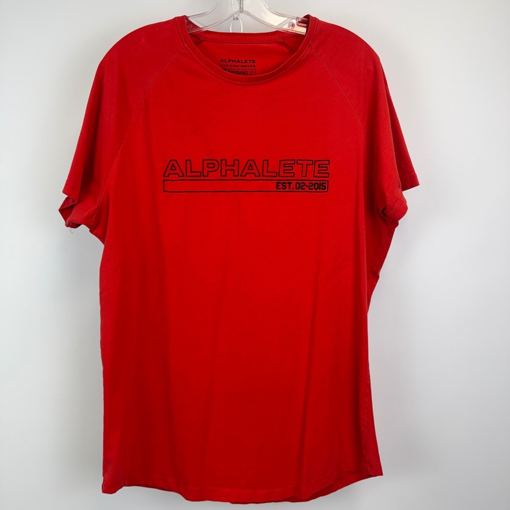 Alphalete Mens‎ Red Performance Fit Graphic T-Shirt Cotton Spandex Size L